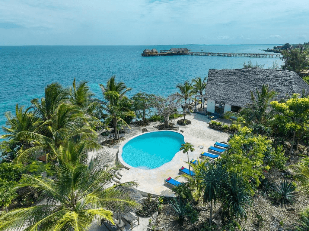 Zanzibar beachfront resort and swimming pool